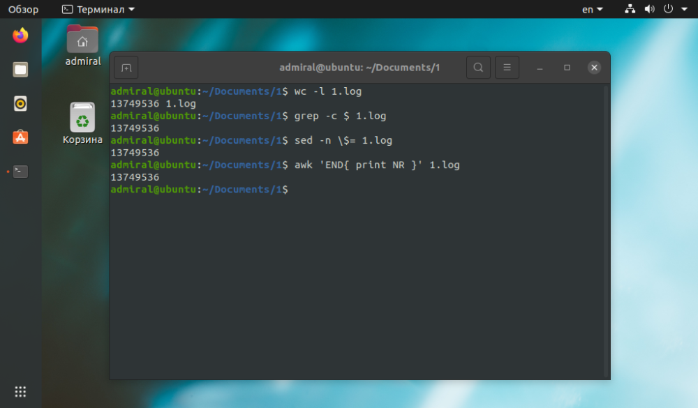 Как подсчитать количество строк в файле Linux