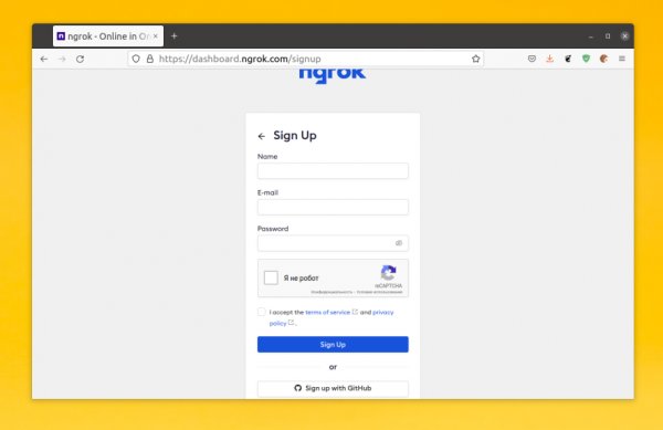 Регистрация и подключение аккаунта Ngrok