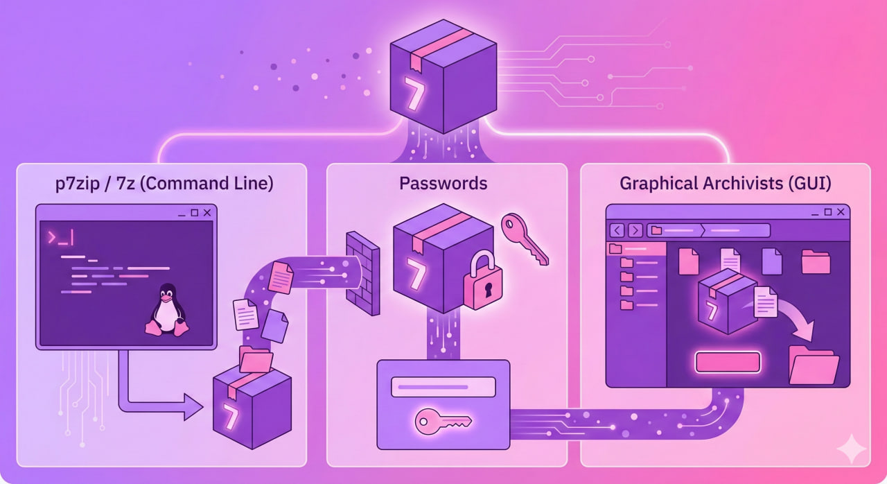 How to Extract 7z Archives in Linux: p7zip, 7z, Passwords, and GUI Tools