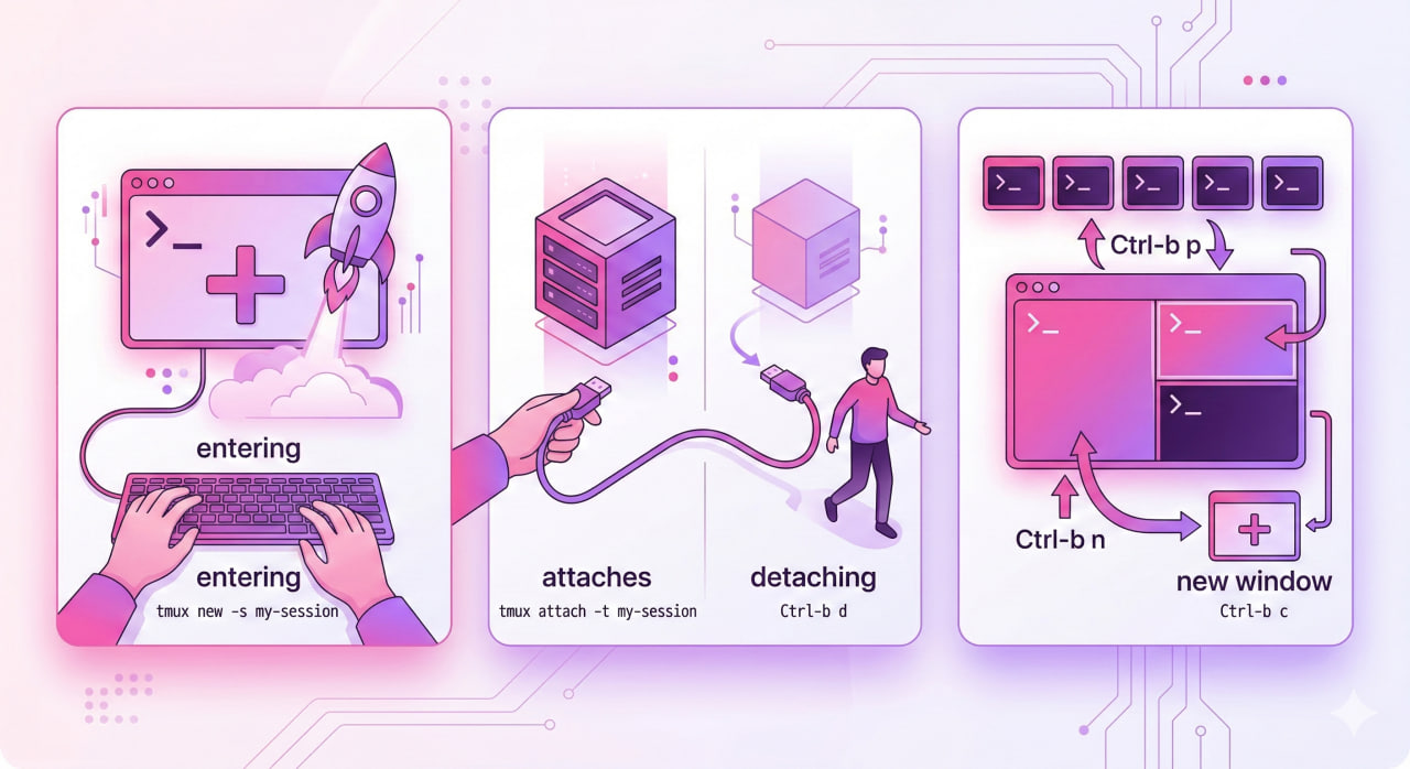 tmux Sessions: Create, Attach, Detach, and Manage Windows